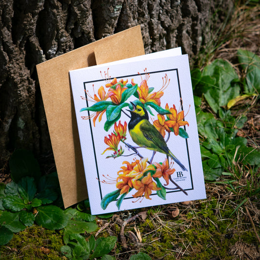 Hooded Warbler and Flame Azalea Note Card