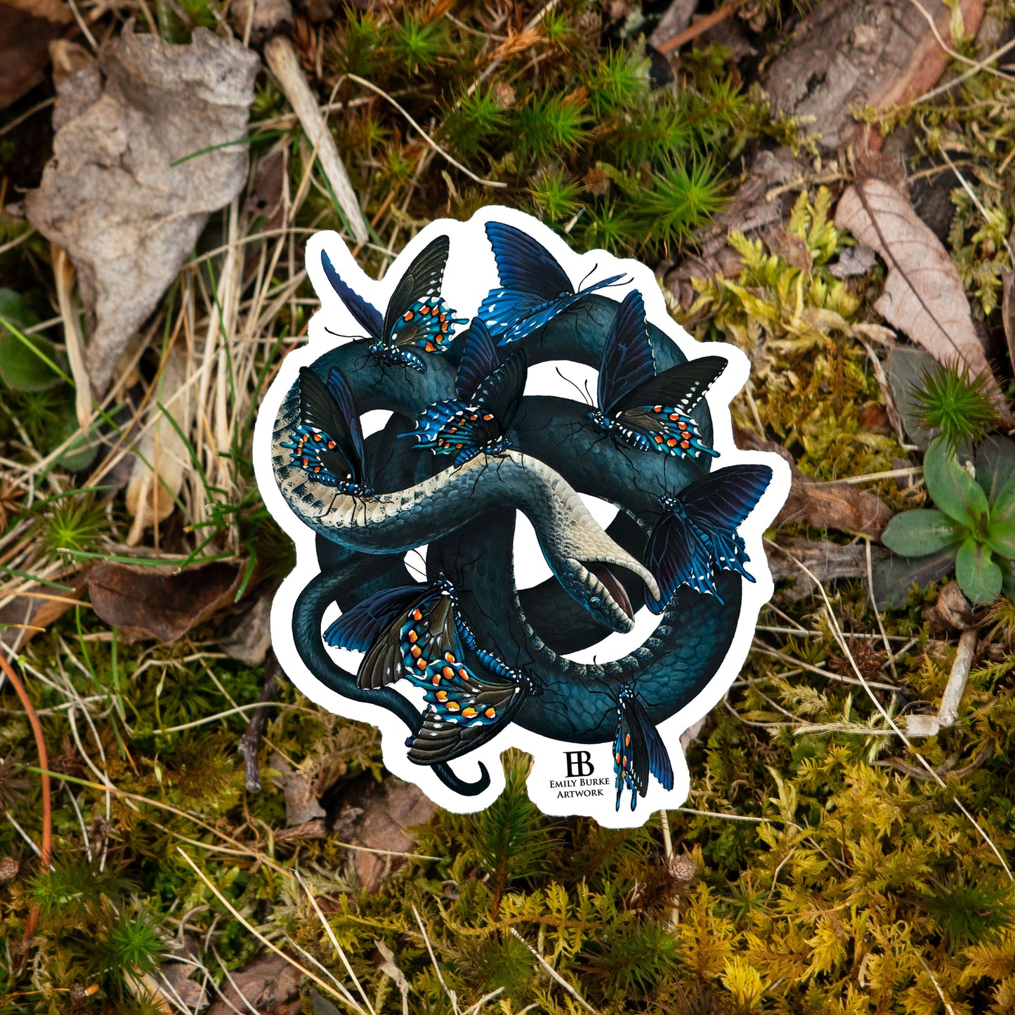 Rat Snake and Swallowtails "Memento Mori" Sticker