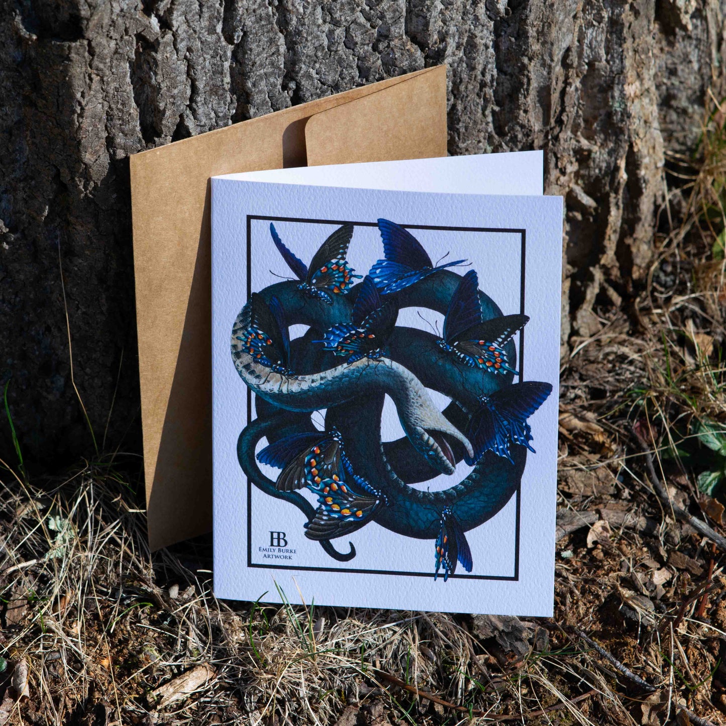 Rat Snake and Swallowtails "Memento Mori" Note Card